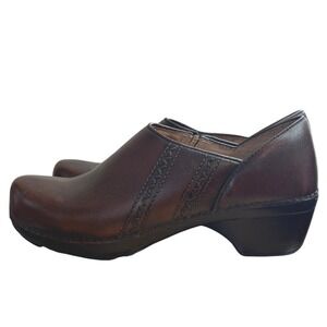 Dansko Leather Clogs Women Size 40 Brown Slip On Heeled Mules‎ 9807780200